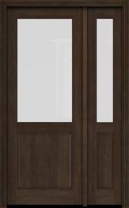 Mahogany 1/2 Lite 1 Panel Single Door, Full Lite Sidelite|G5001-OG