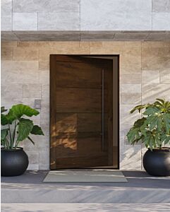 Tetratimber|Mahogany TetraTimber Solid 4 Panel Contemporary Modern Shaker Pivot Door
