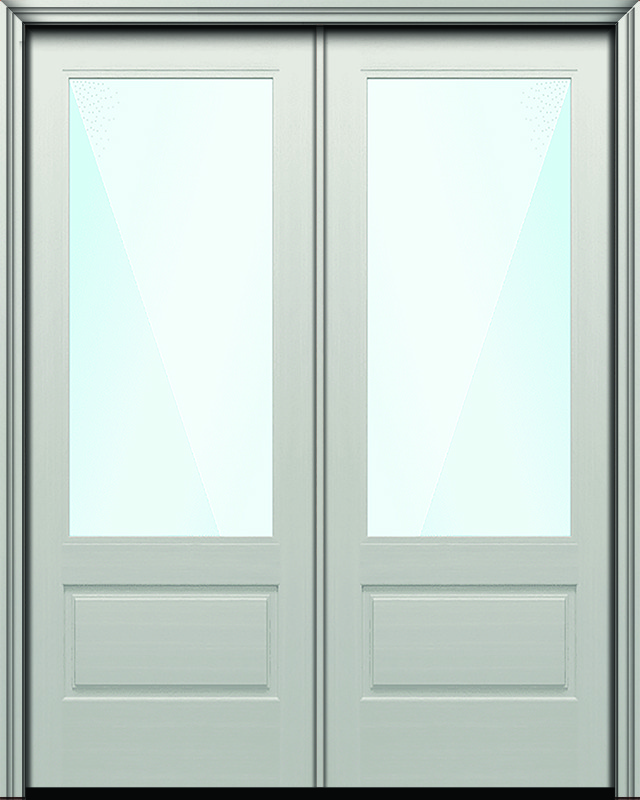 96 3 4 Lite Nova 90 Modern Smooth Fiberglass Direct Glazed Double Door w Clear Low E