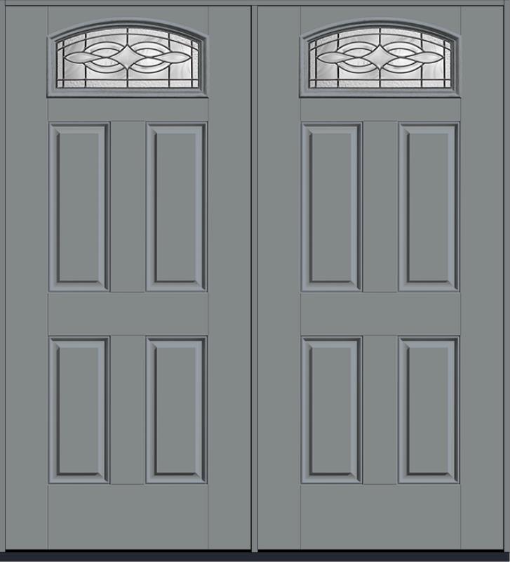 80" Wellesley Camber Top Lite 4 Panel Smooth Fiberglass Double Door