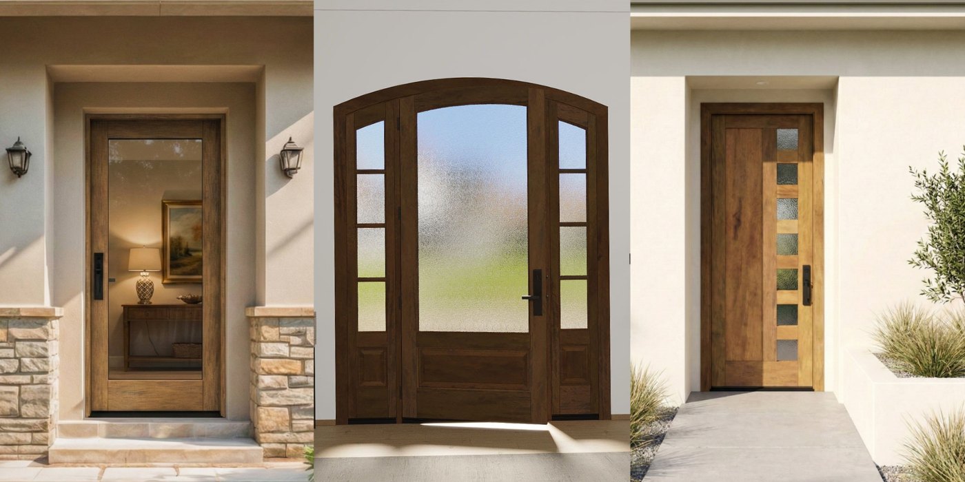 Transparency vs. Seclusion: Choosing the Right Glass for Your Entry A comparative photo titled
