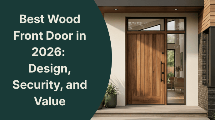 Cover Image Best Wood Front Door Best Wood Front Door 2026 guide cover showing a modern mahogany entry door.